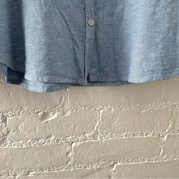 Orvis Womens Linen Blend Button Up Relaxed Fit Blue Tunic Top Coastal Preppy L - Picture 7 of 16